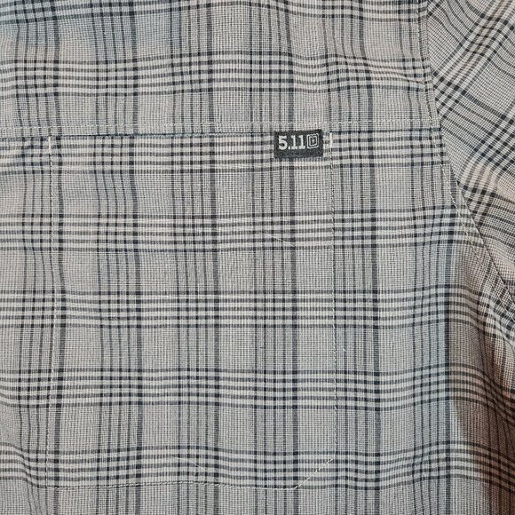5.11 Tactical Gray Plaid Mens L Long Sleeve Snap close Shirt business casual - Picture 7 of 13